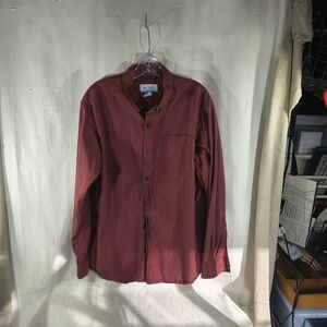 Columbia Men's Size Large Burgundy Checkered Button Down Long Sleeve Shirt